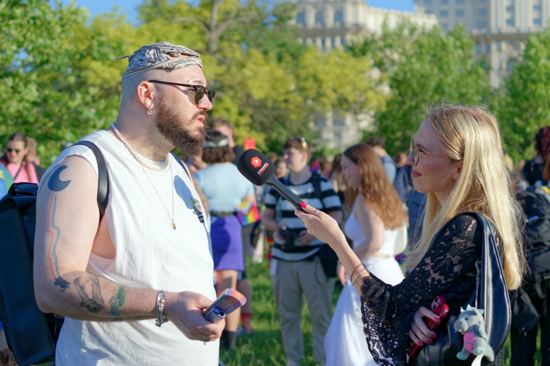 10 - Park interview taking place during the 2026 Bucharest Pride March
